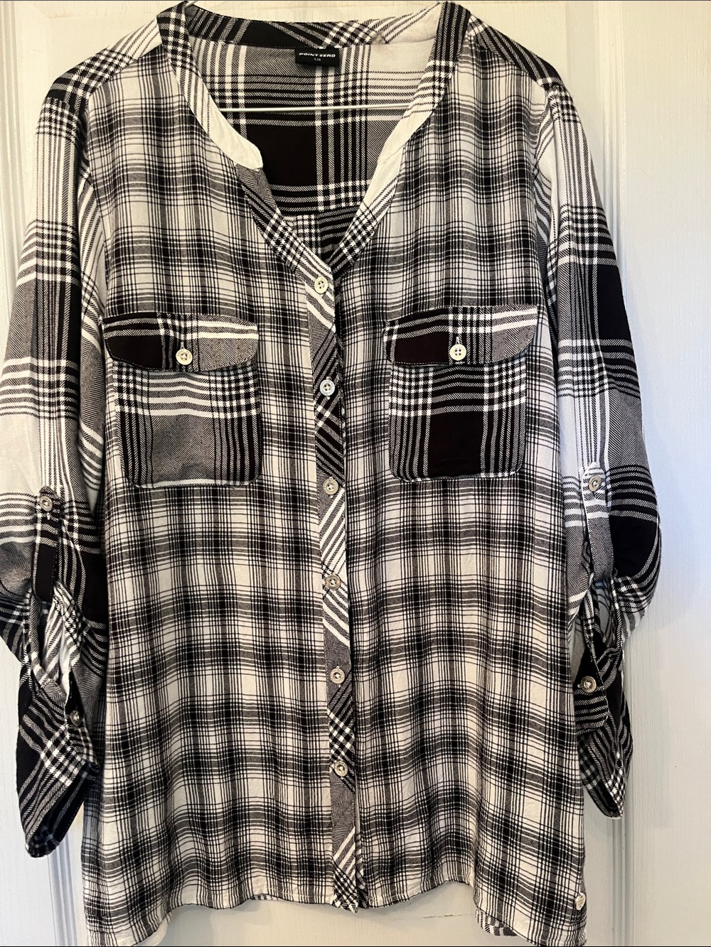 Point Zero Black and White Plaid Shirt